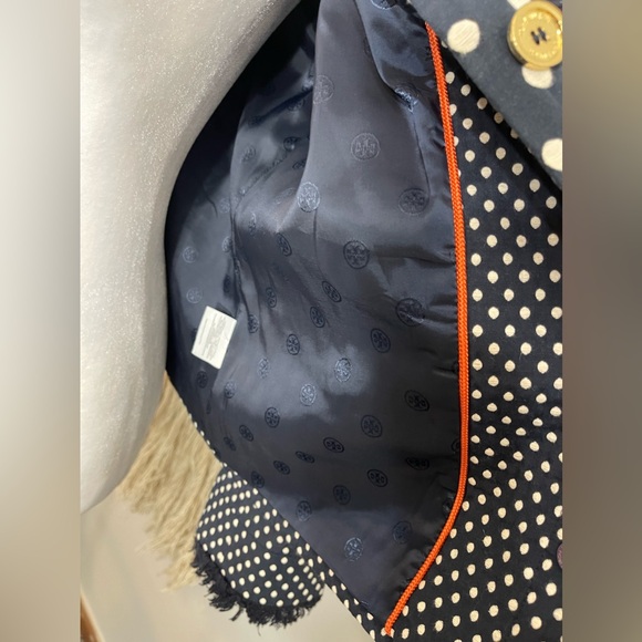 Tory Burch Polka Dots Tweed Textured Cotton Blend Light jacket/blazer sz 8 - Picture 10 of 11
